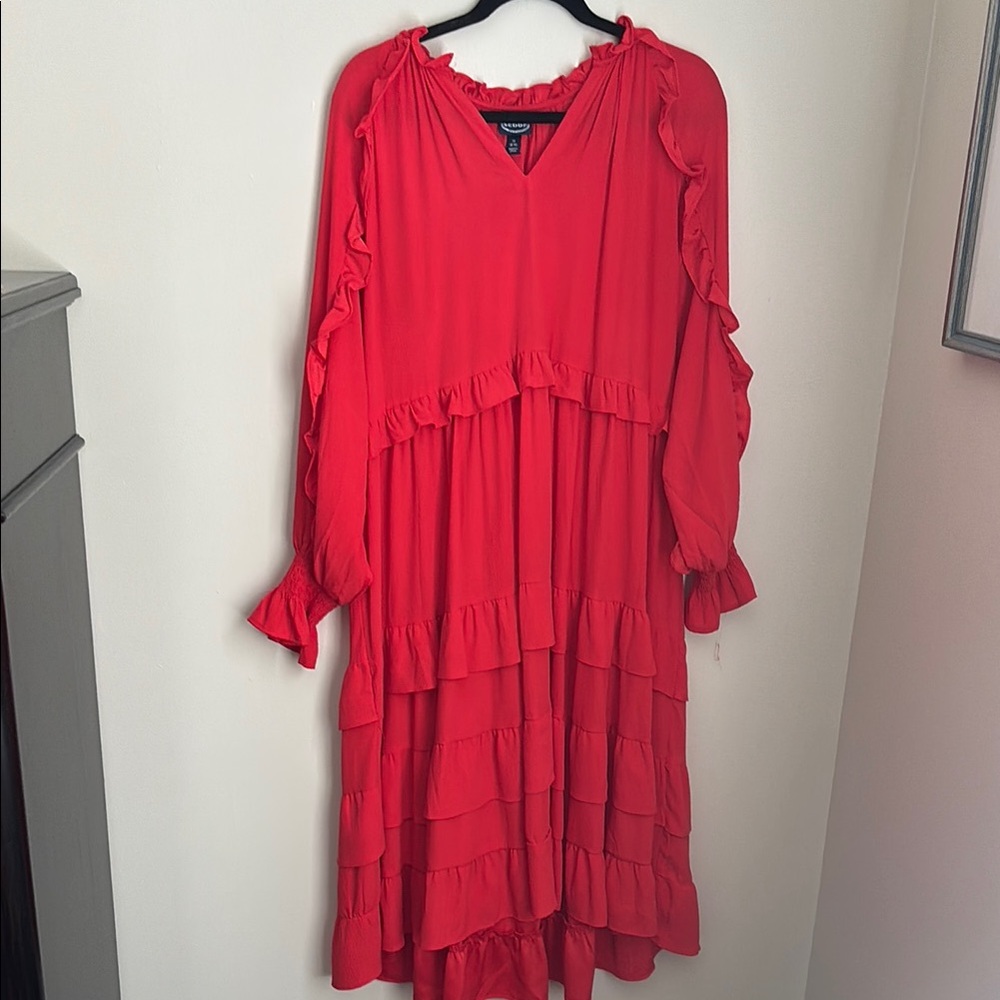 Red Ruffle Dress - Picture 2 of 3